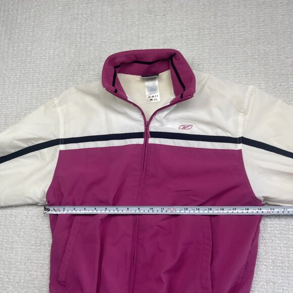 Y2K Retro Reebok Pink / White Windbreaker Jacket Woman Small Full Zip VTG - Picture 11 of 15